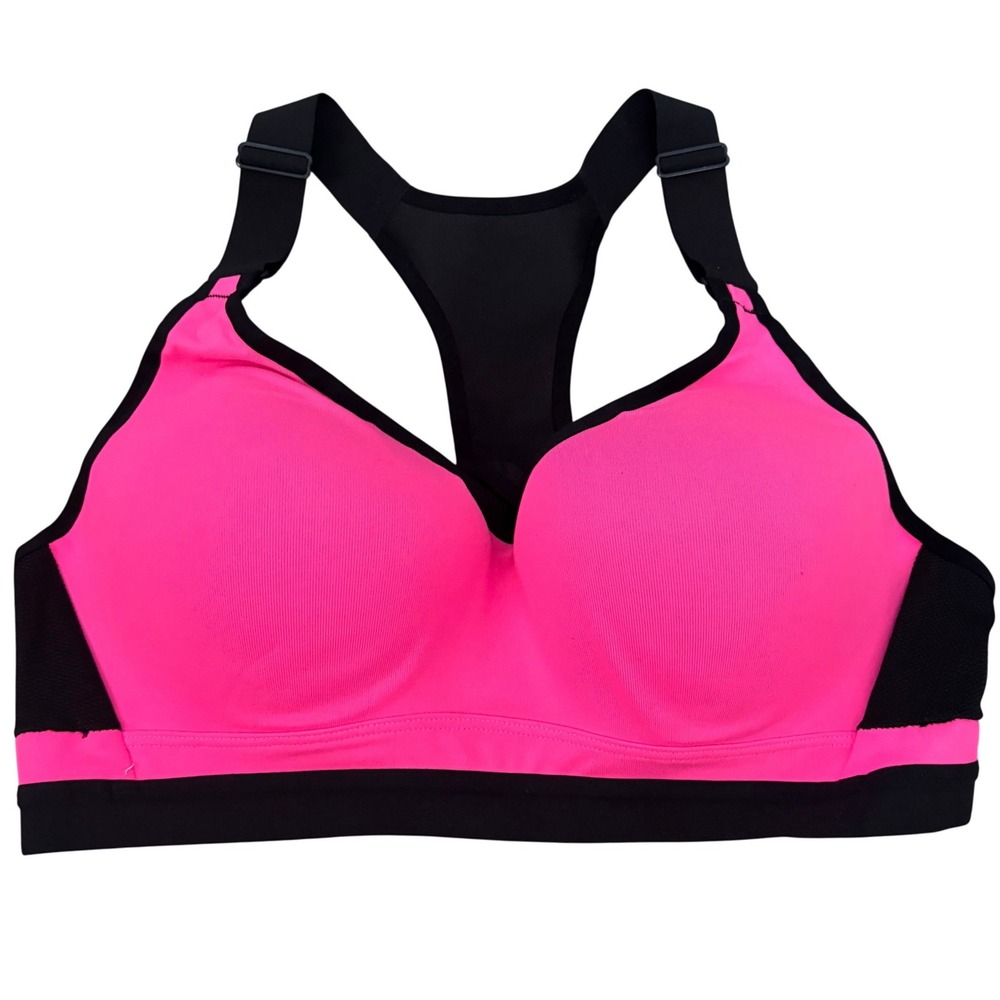 Victoria Sport High Impact Support Sports Bra Size 36C Racerback Hot Pink Black